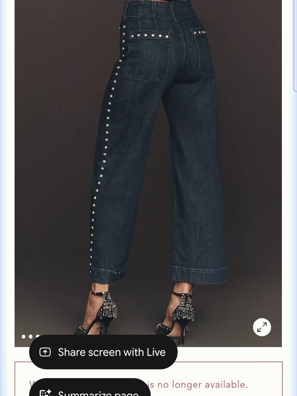Anthro Maeve Cropped Colette Metal Stud Detailing NWT - Picture 12 of 12